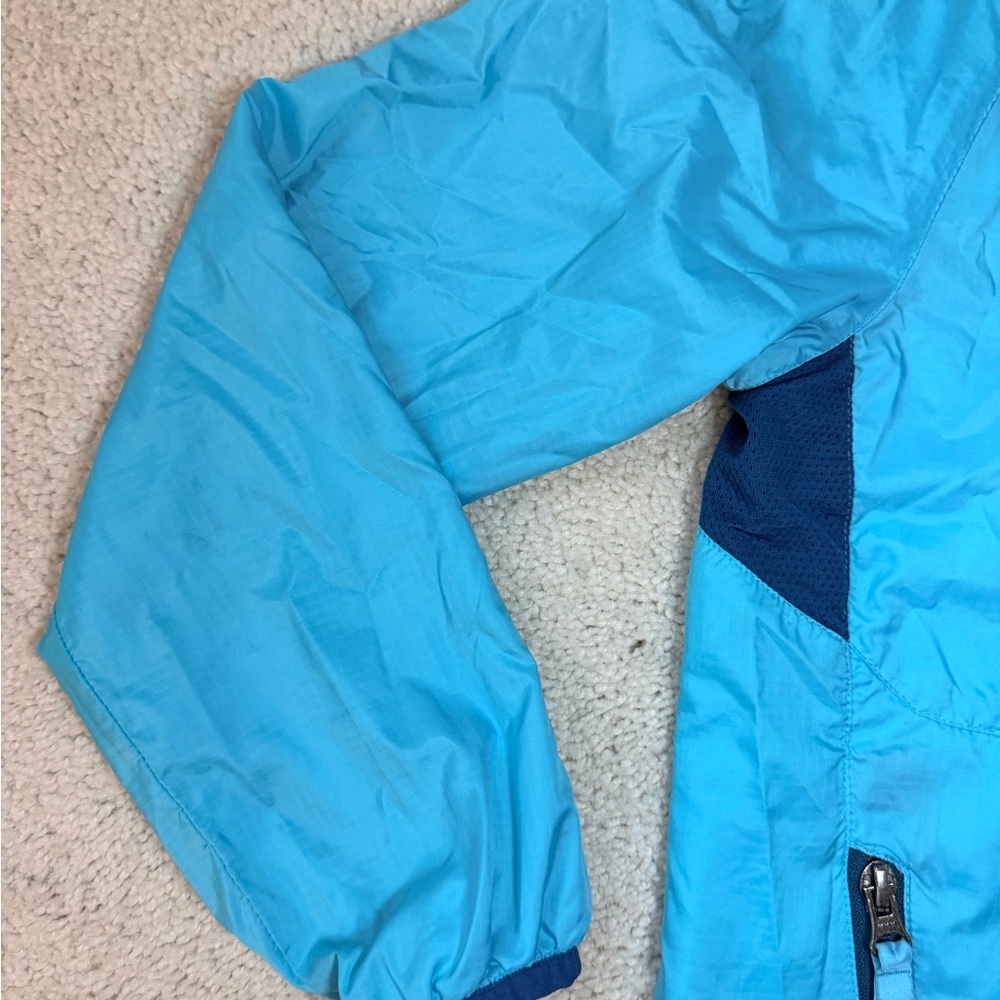 Marmot Girls Light Blue Jacket with Neon Yellow Zipper - Picture 2 of 16